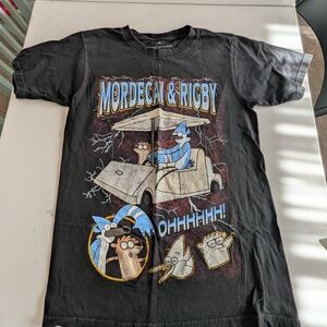 Ripple Junction Black Mordecai & Rigby Kids Tee